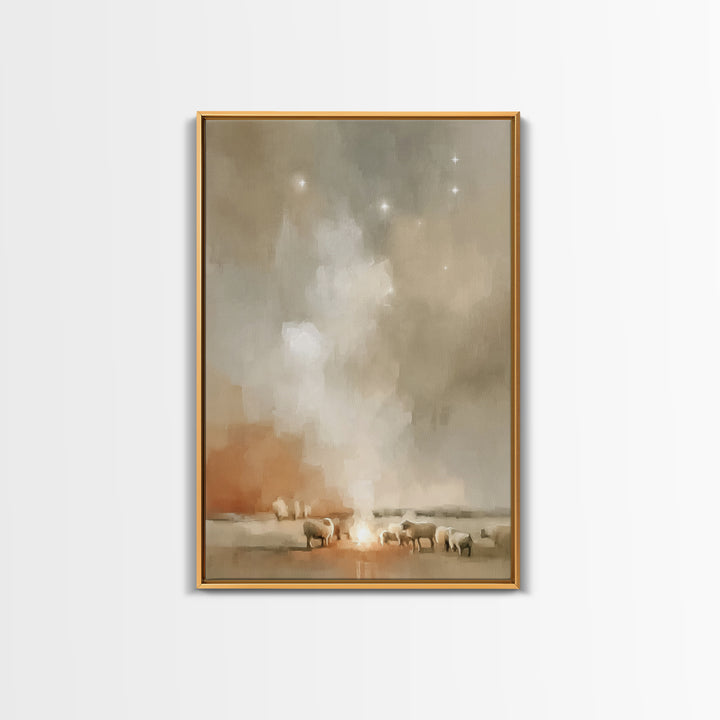 Silent Star Rising – Framed Canvas Print – Christian Wall Art – Christmas Art – Christian Art Canvas – Vintage Christian Art – Christian Ch