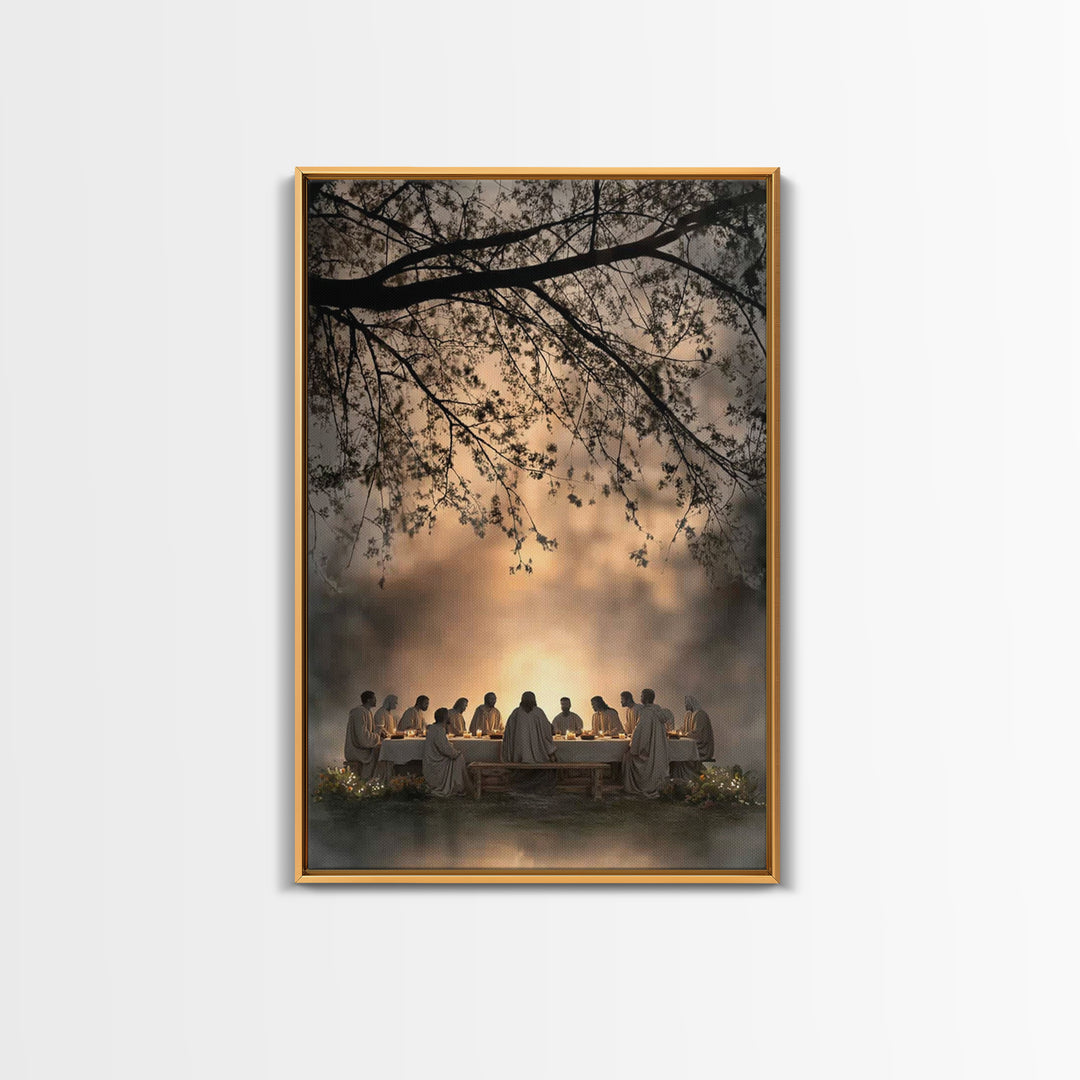 Sacred Gathering – Framed Canvas Print – Christian Wall Art – Christian Art Canvas – Jesus Painting – Subtle Christian Art – Christian Chri