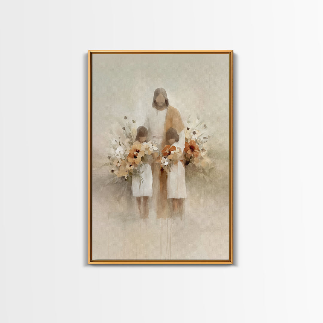 Garden Of Blessing | Framed Canvas Print | Christian Art Canvas | Jesus Art Print | Minimalist Christian Art | Christian Wall Art | Christi