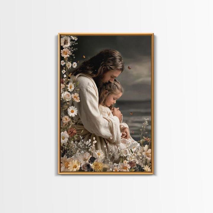 Gentle Comfort – Framed Canvas Print – Jesus Painting – Christian Wall Art – Christian Art Canvas – Subtle Christian Art – Christian Gift I