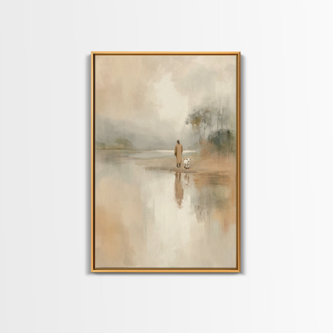 Quiet Shepherd Path – Framed Canvas Print – Christian Wall Art – Christian Art Canvas – Jesus Painting – Subtle Christian Art – Christmas A