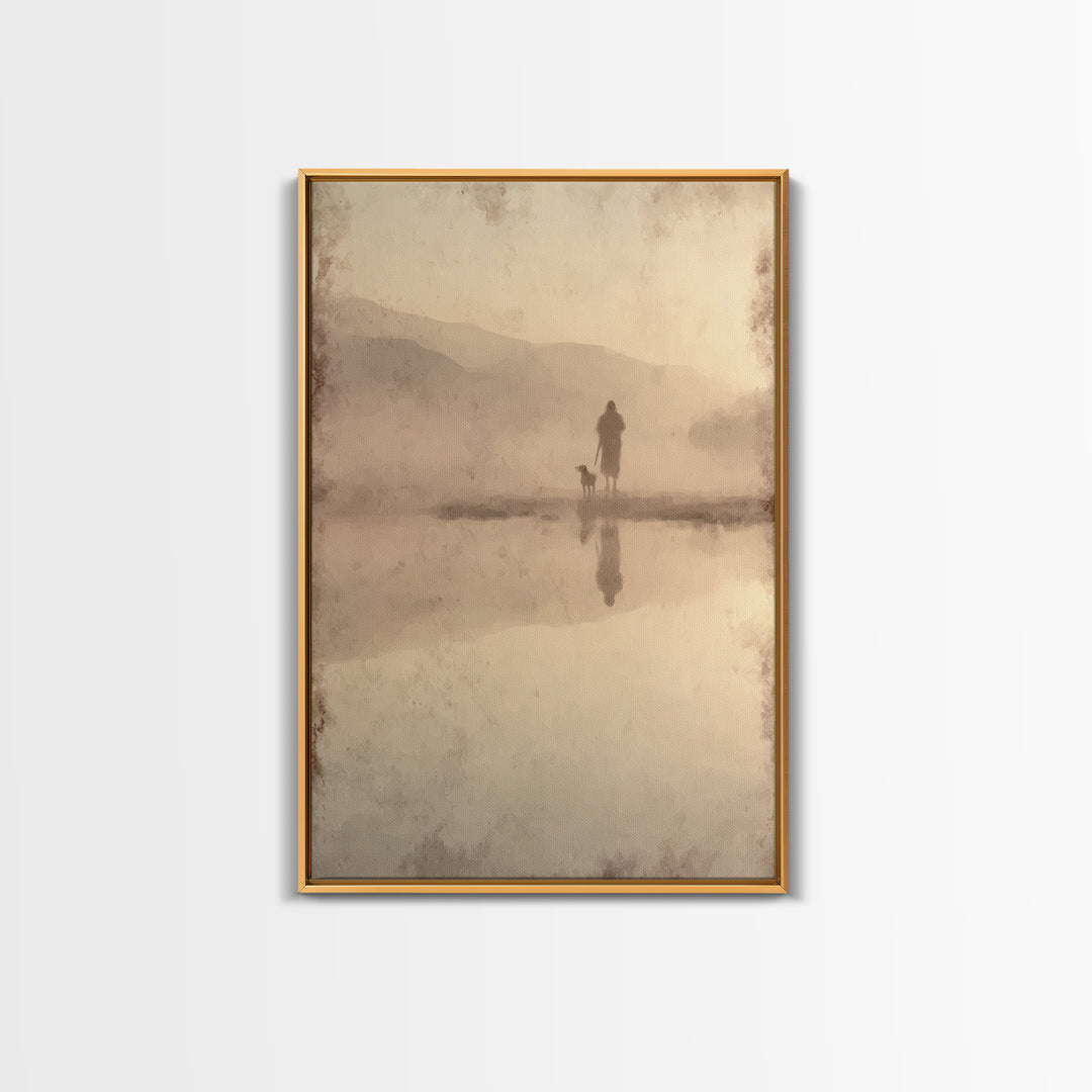 Peaceful Flock Light – Framed Canvas Print – Christian Art Canvas – Jesus Painting – Christian Wall Art – Vintage Christian Art – Christian