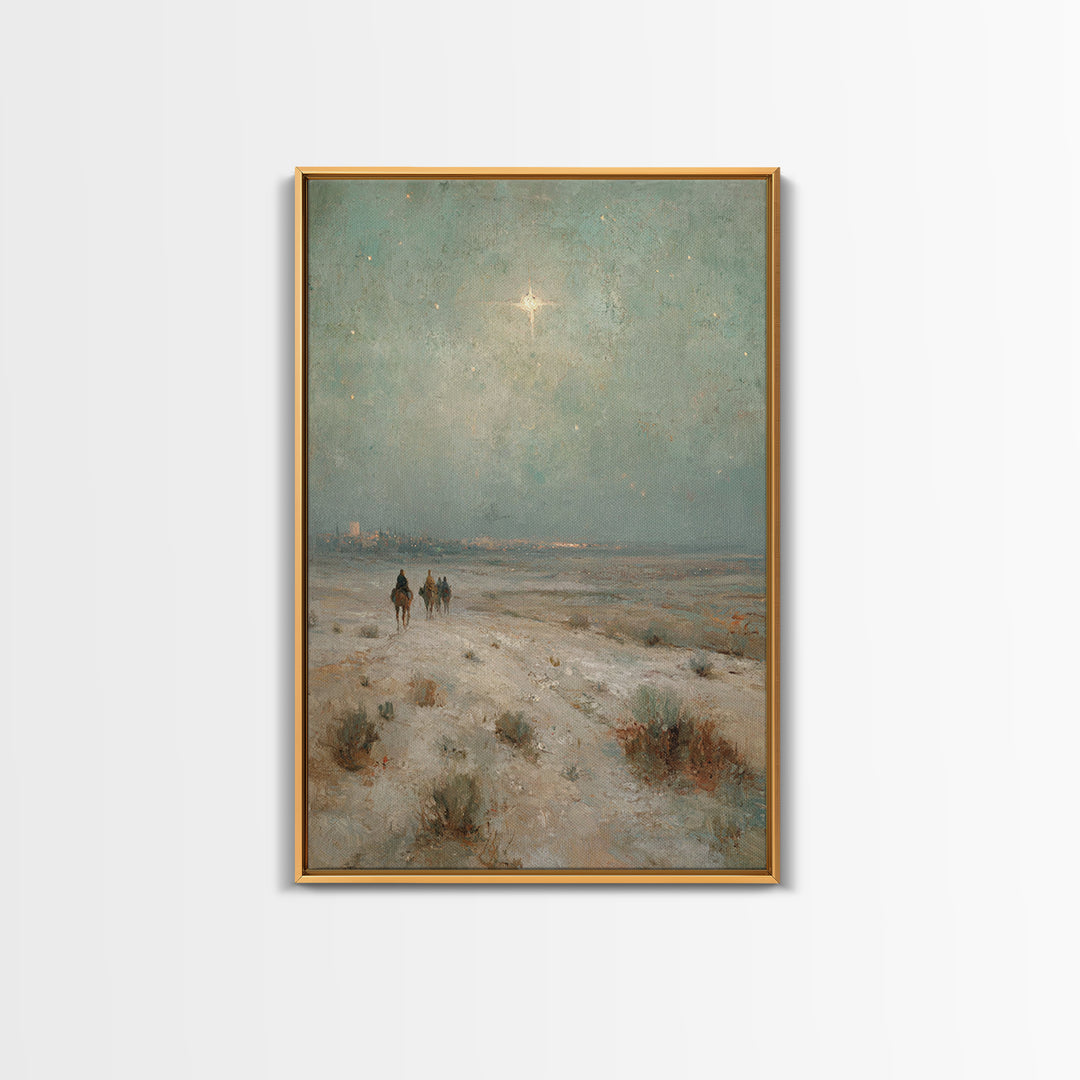 Three Kings Journey | Framed Canvas Print | Christmas Art | Christian Wall Art | Christian Art Canvas | Christian Christmas Art | Vintage C