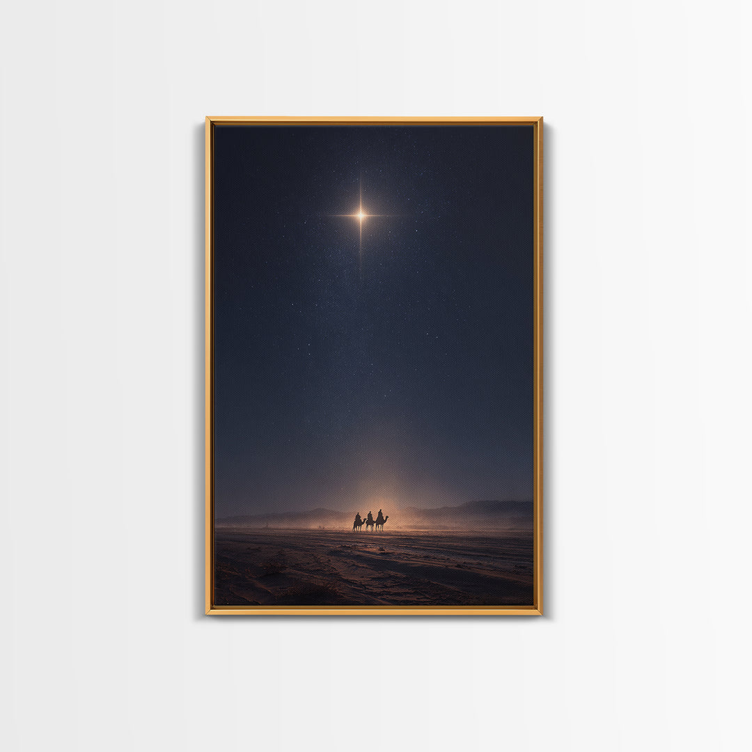Bethlehem Night Glow – Framed Canvas Print – Christmas Art – Christian Art Canvas – Christian Wall Art – Modern Christian Art – Christian C