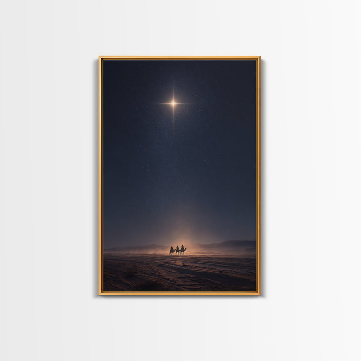 Bethlehem Night Glow – Framed Canvas Print – Christmas Art – Christian Art Canvas – Christian Wall Art – Modern Christian Art – Christian C