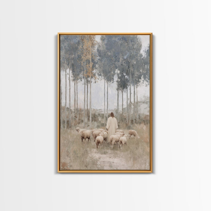 Quiet Shepherd Woods, Framed Canvas Print, Christian Art Canvas, Christian Art, Christian Wall Art, Minimalist Christian Art, Christian Pai