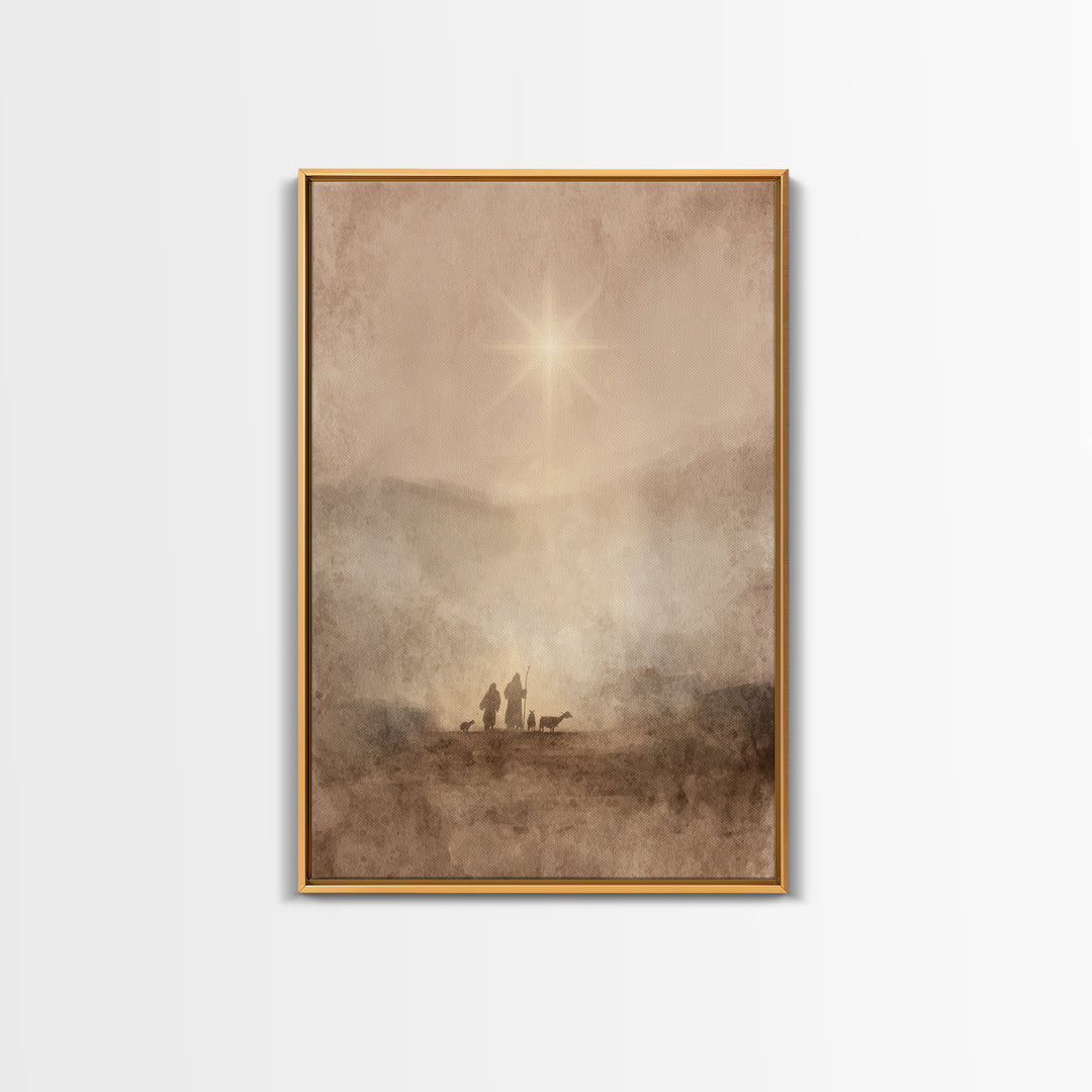 Desert Star Rise – Framed Canvas Print – Christian Christmas Art – Christmas Art Prints – Christian Art Canvas – Christian Wall Art