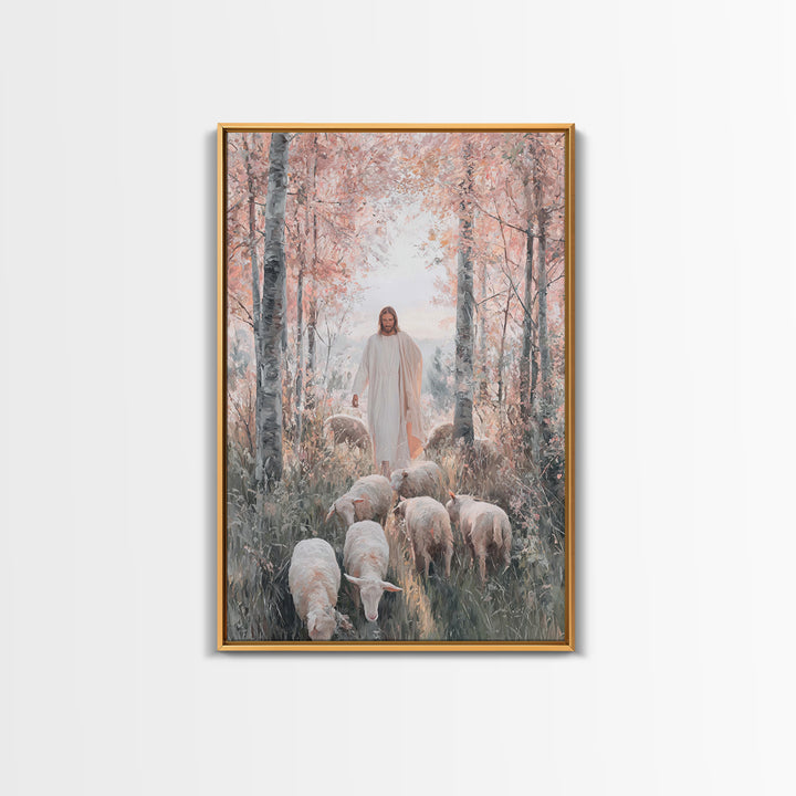 Autumn Grace Walk – Framed Canvas Print – Christian Art Canvas – Jesus Painting – Christian Wall Art – Christian Christmas Art – Modern Chr