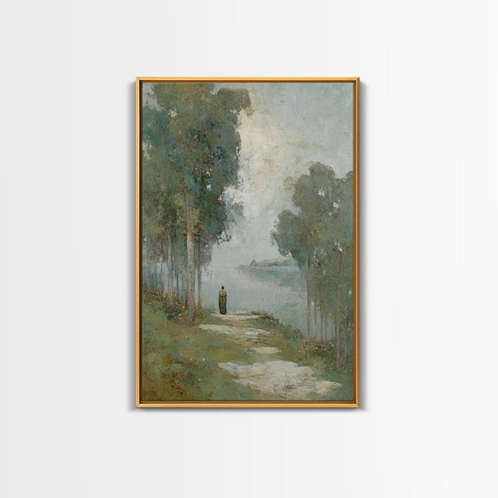 Quiet Pilgrim Way – Framed Canvas Print – Christian Art Canvas – Christian Wall Art – Vintage Christian Art – Christmas Wall Art – Christia