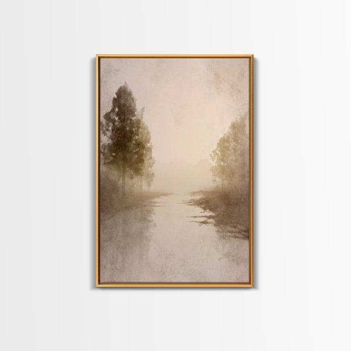 Misty River Hope – Framed Canvas Print – Christian Art Canvas – Christian Wall Art – Subtle Christian Art – Christmas Art – Christian Decor