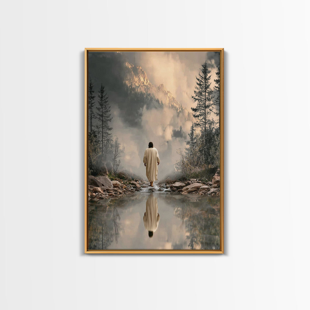 Mountain Refuge | Framed Canvas Print | Christian Art Canvas | Jesus Painting | Christian Decor For Home | Large Christian Art | Christmas