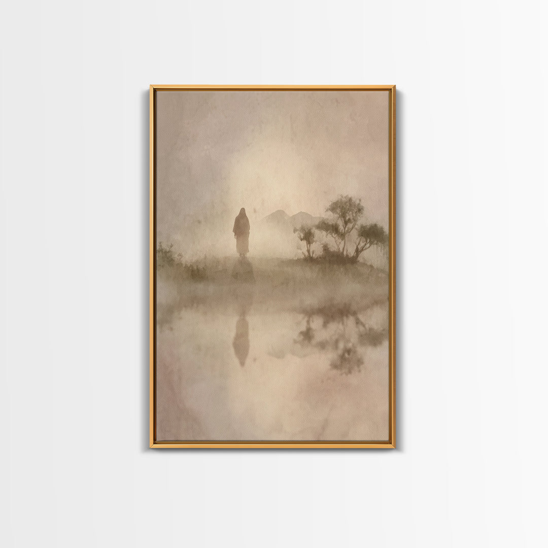 Desert Halo – Framed Canvas Print – Christian Art – Christian Wall Art – Jesus Painting – Christian Christmas Decorations – Modern Christia