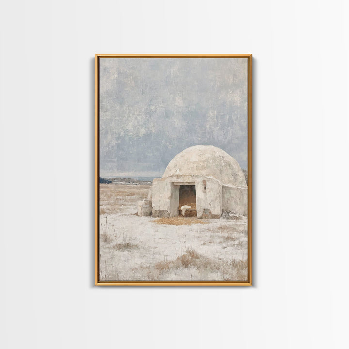 Humble Shelter Grace | Framed Canvas Print | Christian Art Canvas | Christmas Art Prints | Christian Wall Art | White Christmas Art | Chris