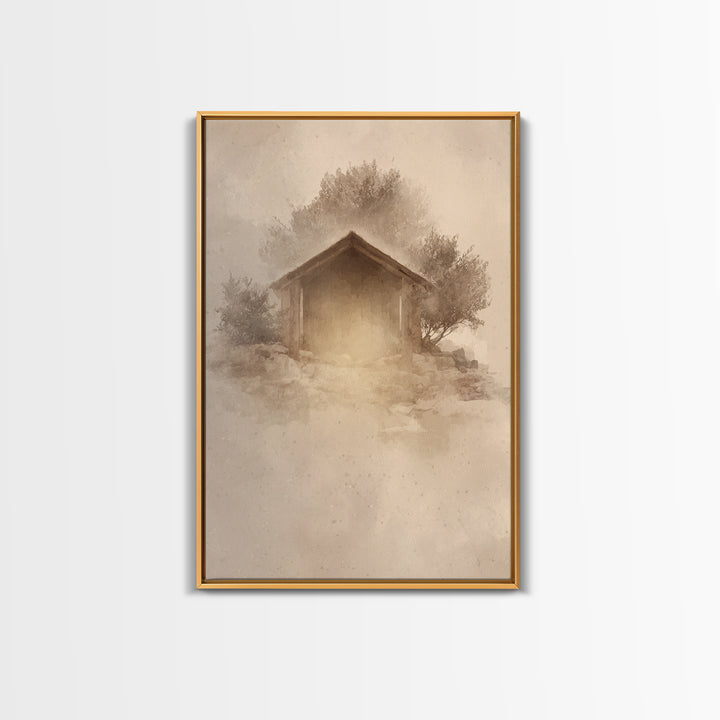 Holy Manger Glow, Framed Canvas Print, Framed Christmas Art, Christian Art Canvas, Christmas Wall Art, Christian Christmas Decor, Christian