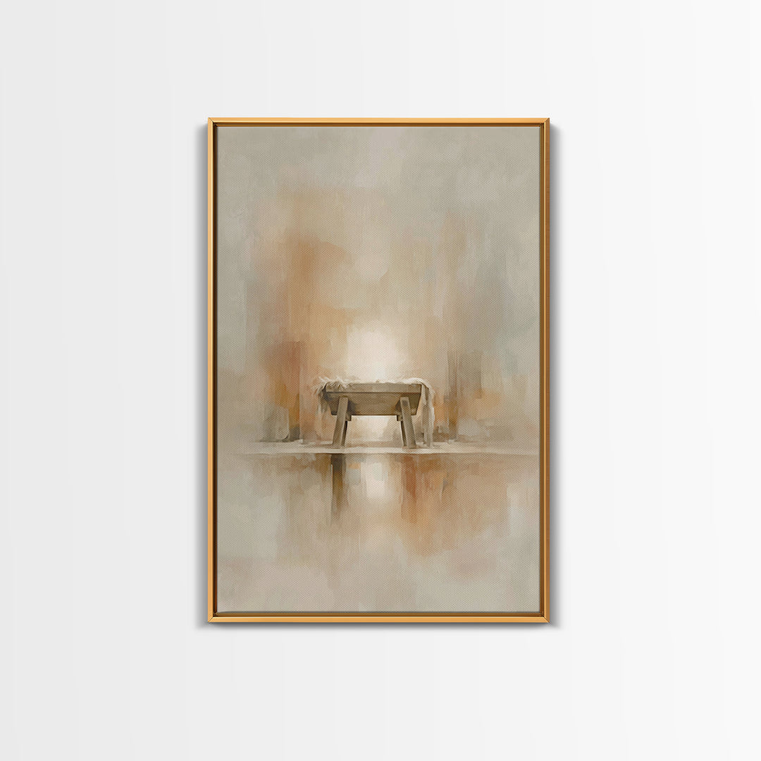 Humble Manger Light, Framed Canvas Print, Christmas Wall Art, Christian Christmas Art, Modern Christmas Art, Christmas Art Prints, Christia