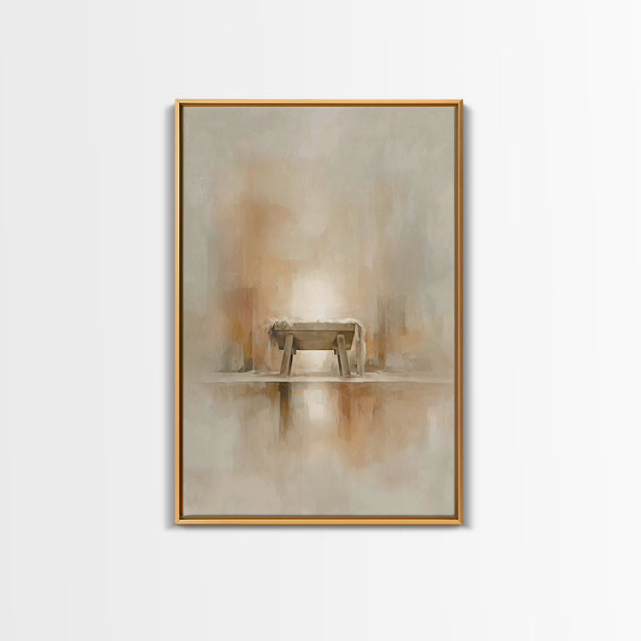 Humble Manger Light, Framed Canvas Print, Christmas Wall Art, Christian Christmas Art, Modern Christmas Art, Christmas Art Prints, Christia