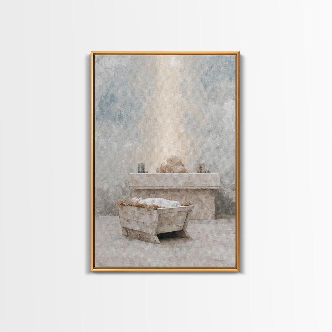 Silent Offering Stone – Framed Canvas Print – Christian Wall Art – Christian Art Canvas – Christmas Art Work – Subtle Christian Art – Chris