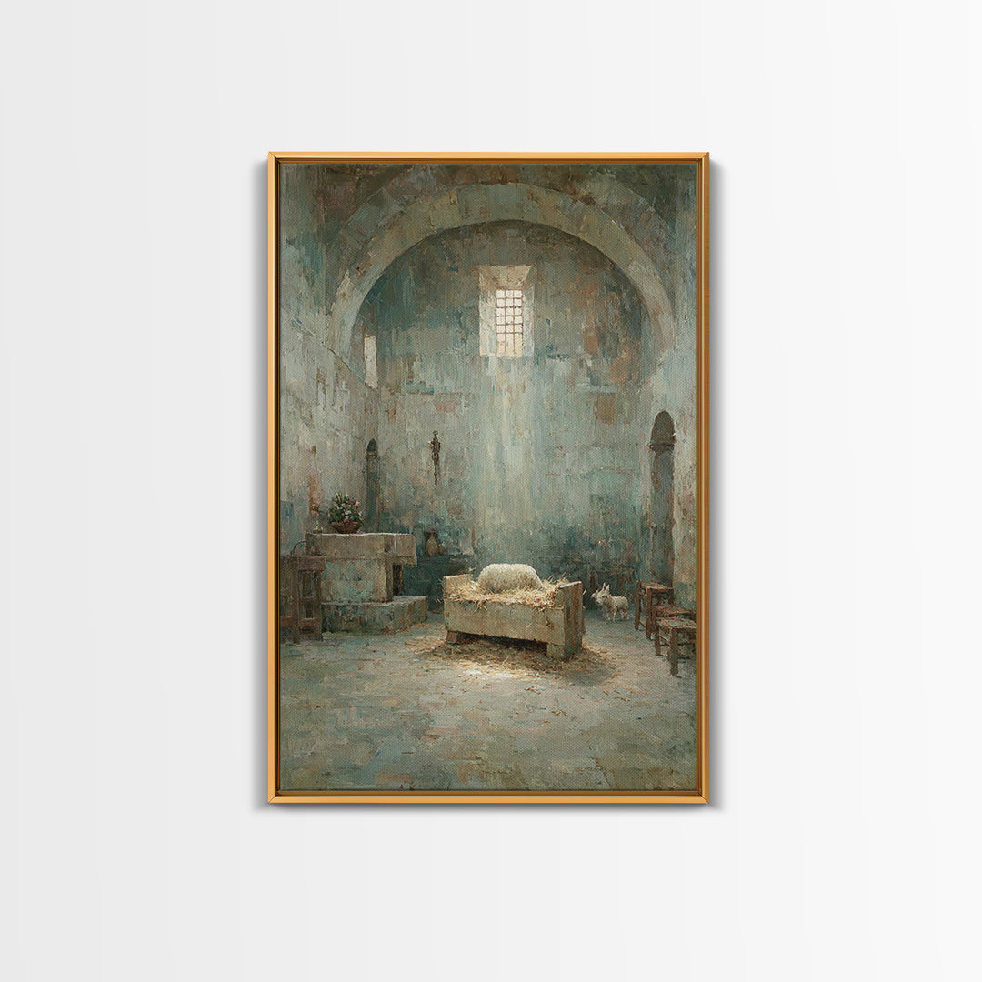 Sanctuary Manger Peace | Framed Canvas Print | Christian Wall Art | Vintage Christian Art | Christian Art Canvas | Christian Painting | Sub