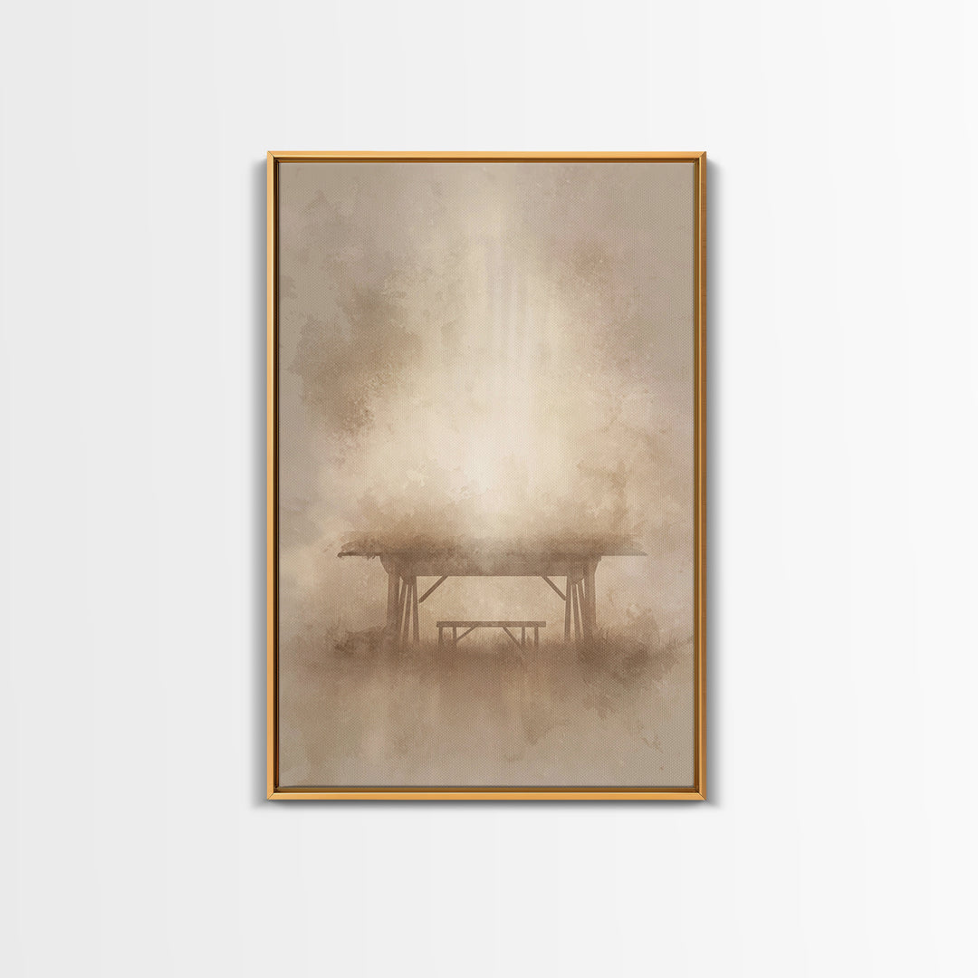 Holy Stable Promise, Framed Canvas Print, Christian Wall Art, Christmas Art Prints, Christian Christmas Art, Minimalist Christian Art, Chri