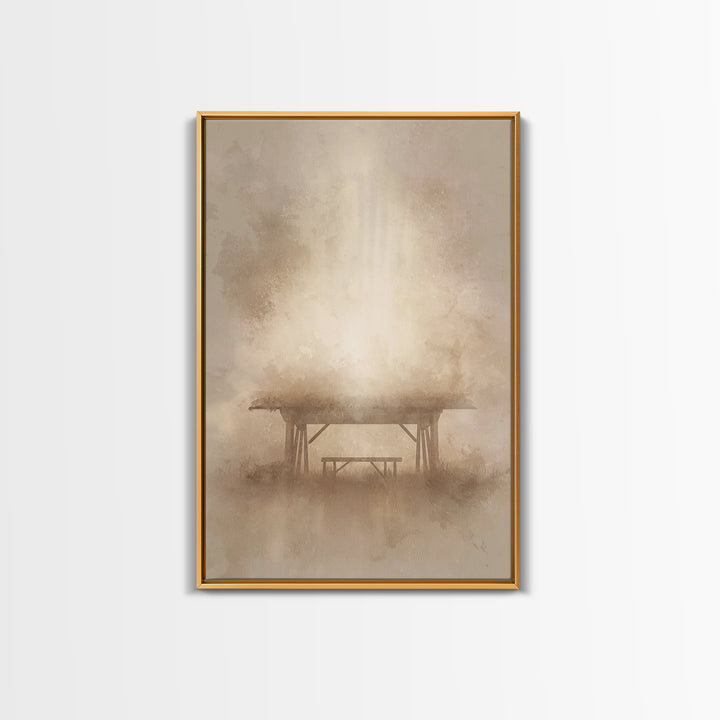 Holy Stable Promise, Framed Canvas Print, Christian Wall Art, Christmas Art Prints, Christian Christmas Art, Minimalist Christian Art, Chri