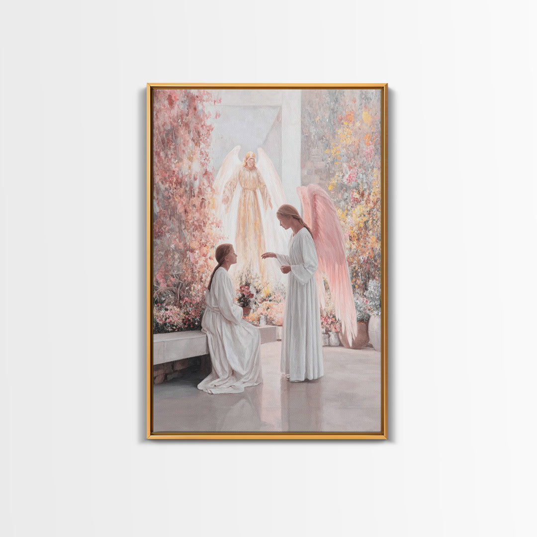 Gentle Angel Watch, Framed Canvas Print, Christian Wall Art, Christian Art Canvas, Christian Painting, Vintage Christian Art, Christian Dec