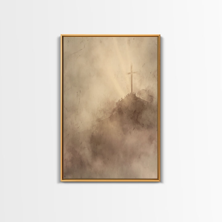 Hill Of Redemption – Framed Canvas Print – Christian Wall Art – Christian Art Canvas – Christian Art – Moody Christian Art – Christian Deco
