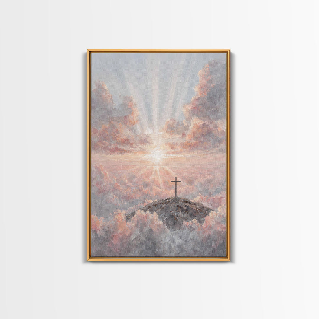 Dawn Of Salvation, Framed Canvas Print, Christian Wall Art, Christian Art Canvas, Modern Christian Art, Christian Paintings, Christian Deco