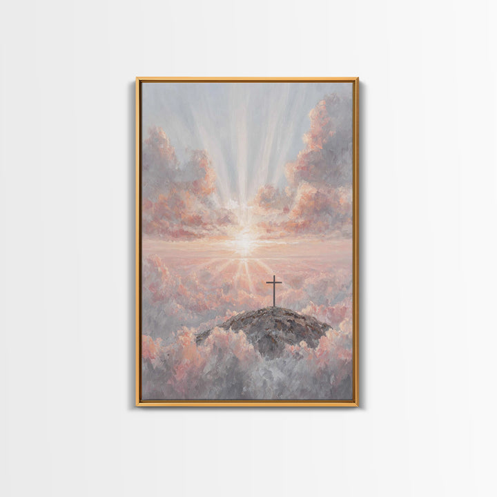 Dawn Of Salvation, Framed Canvas Print, Christian Wall Art, Christian Art Canvas, Modern Christian Art, Christian Paintings, Christian Deco