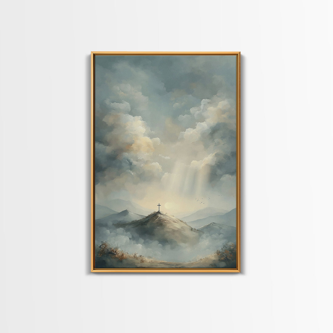 Heaven’s Summit | Framed Canvas Print | Christian Art Canvas | Christian Wall Art | Large Christian Art | Modern Christian Painting | Chris