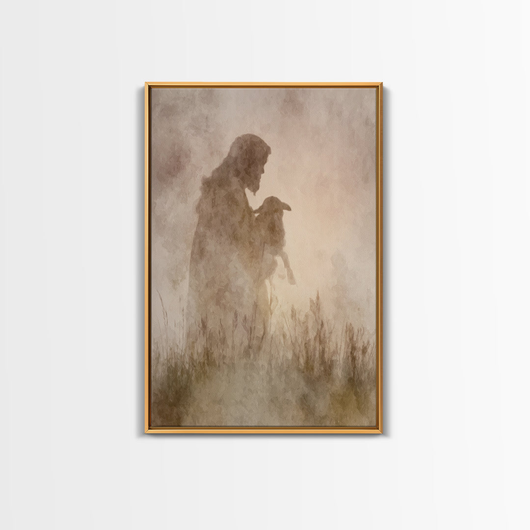Shepherd Of Light, Framed Canvas Print, Christian Wall Art, Jesus Painting, Christian Art Canvas, Subtle Christian Art, Christian Decor For