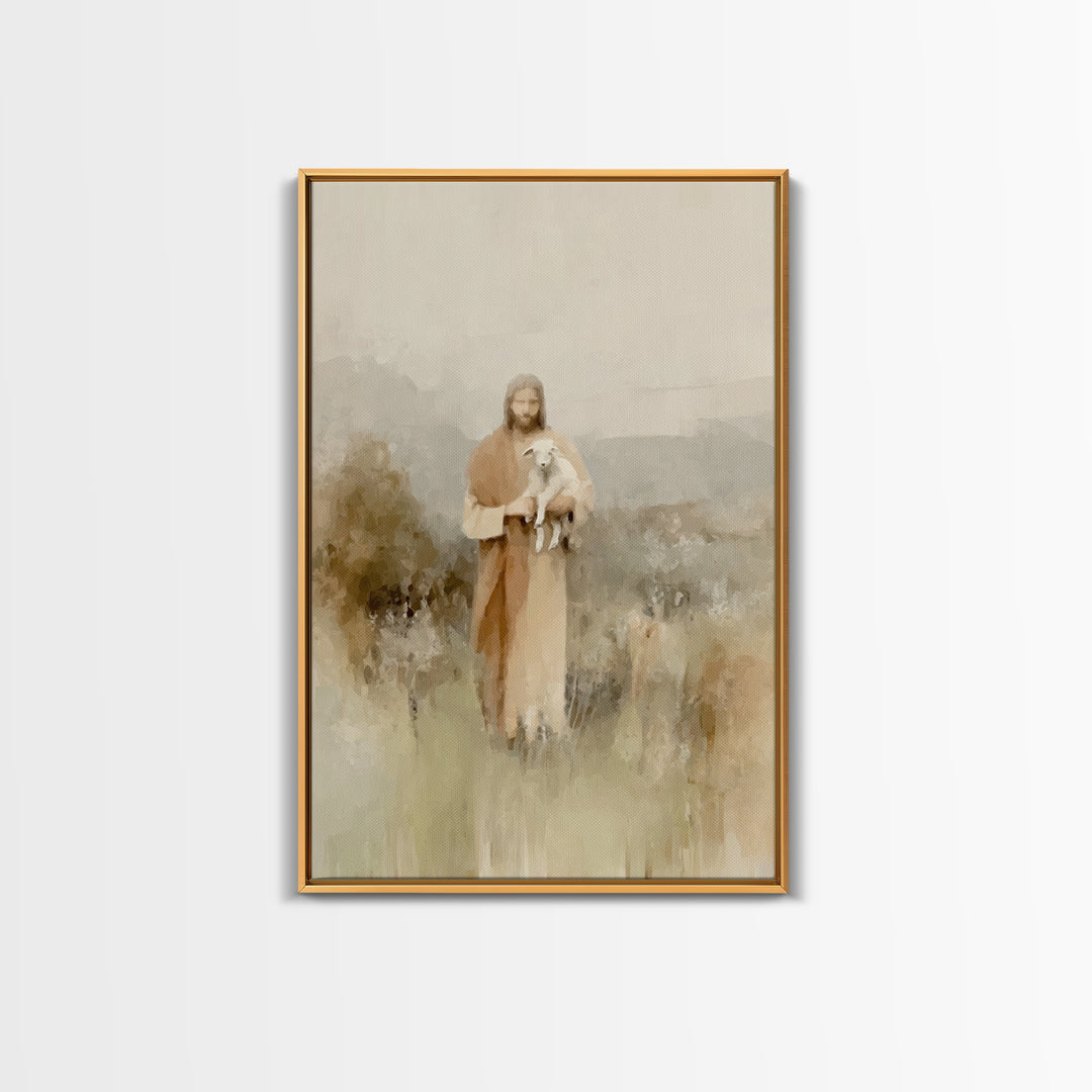 Shepherd’s Embrace, Framed Canvas Print, Christian Art Prints, Jesus Painting Canvas, Moody Christian Art, Christian Art Canvas, Christian