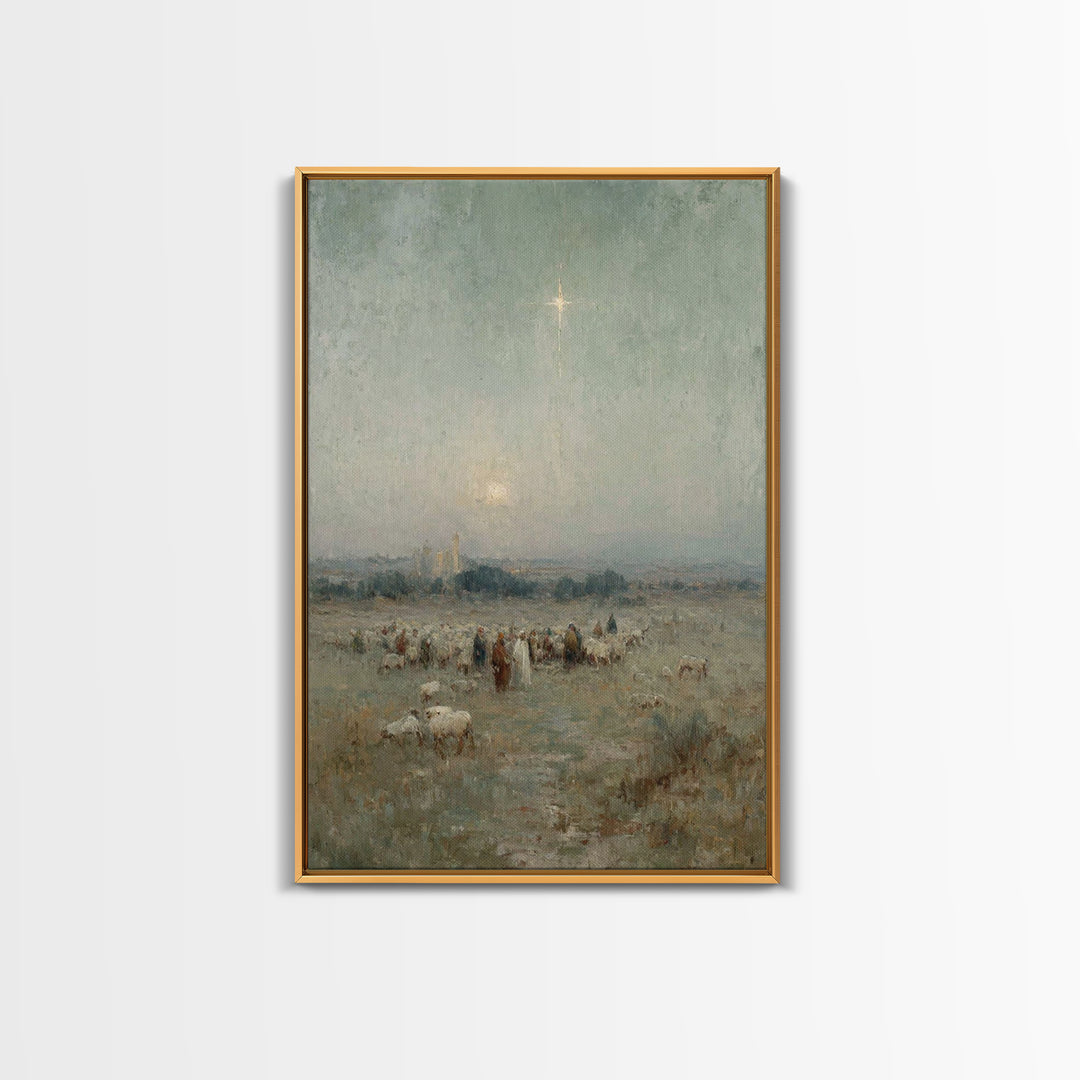Star Of Bethlehem – Framed Canvas Print – Christian Wall Art – Christmas Art Prints – Christian Art Canvas – Vintage Christian Art – Christ