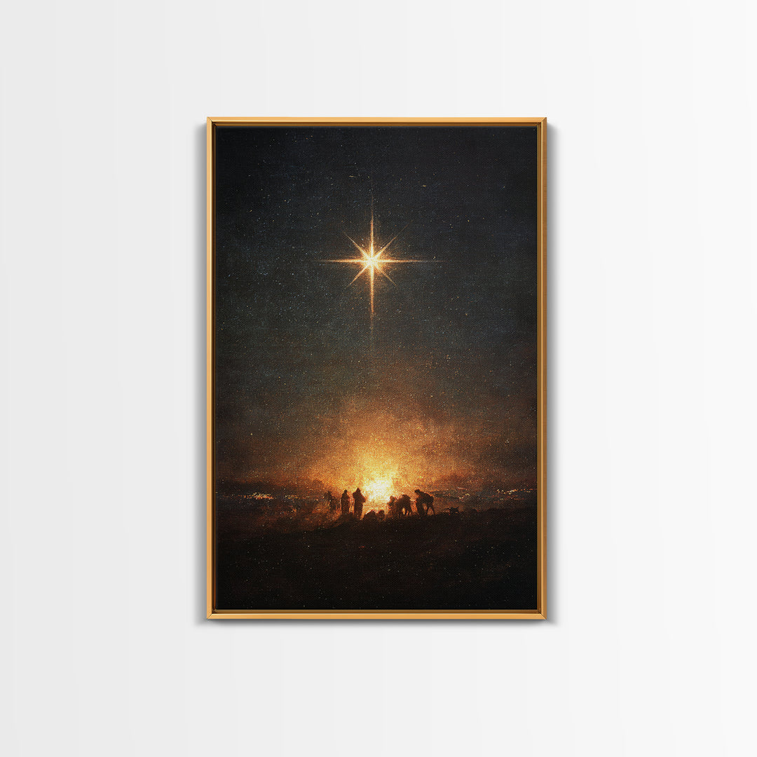 Night Of Wonder, Framed Canvas Print, Christian Christmas Art, Christian Wall Art, Christmas Canvas Wall Art, Moody Christmas Art, Christia