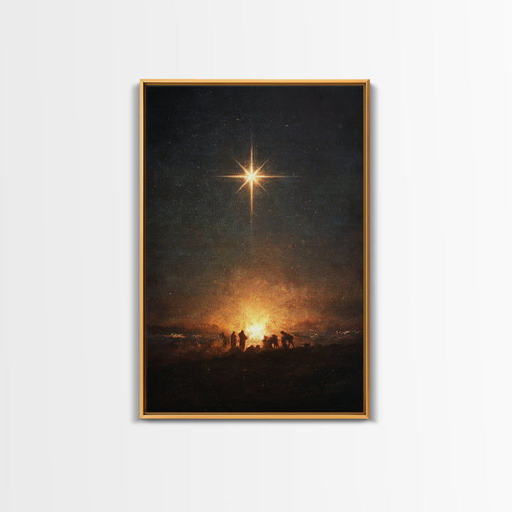 Night Of Wonder, Framed Canvas Print, Christian Christmas Art, Christian Wall Art, Christmas Canvas Wall Art, Moody Christmas Art, Christia
