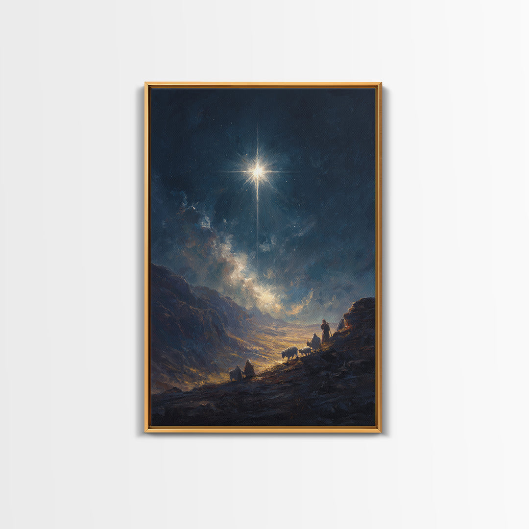 Starry Path – Framed Canvas Print – Christian Christmas Art – Christian Art Canvas – Christmas Wall Art – Modern Christian Art – Christian