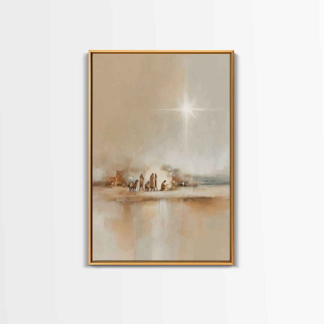 Bethlehem Journey, Framed Canvas Print, Christian Art Canvas, Christmas Art Prints, Christian Christmas Art, Subtle Christian Paintings, Ch