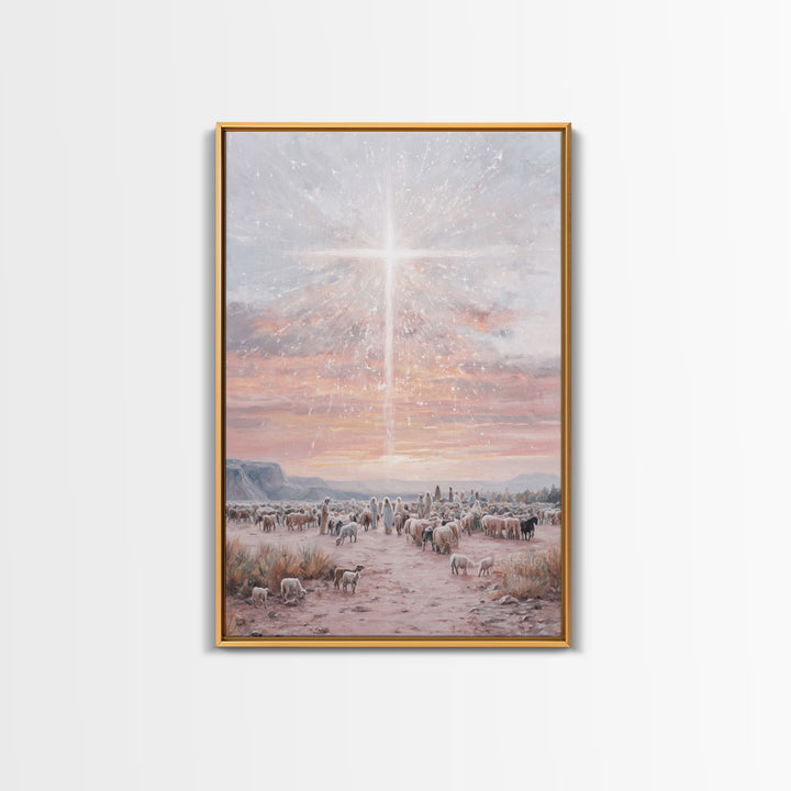 Holy Night Glow, Framed Canvas Print, Christian Christmas Art, Christmas Wall Art, Christian Art Canvas, Moody Christmas Art, Christian Art