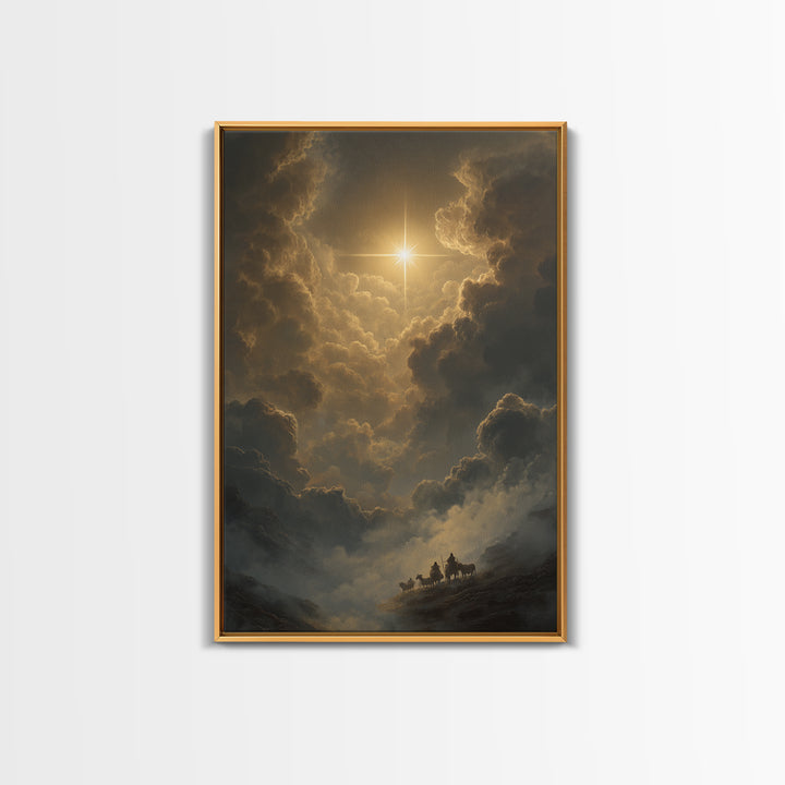 Guiding Star Glory – Framed Canvas Print – Christian Christmas Art – Christian Wall Art – Christmas Art Prints – Christian Art Canvas – Moo