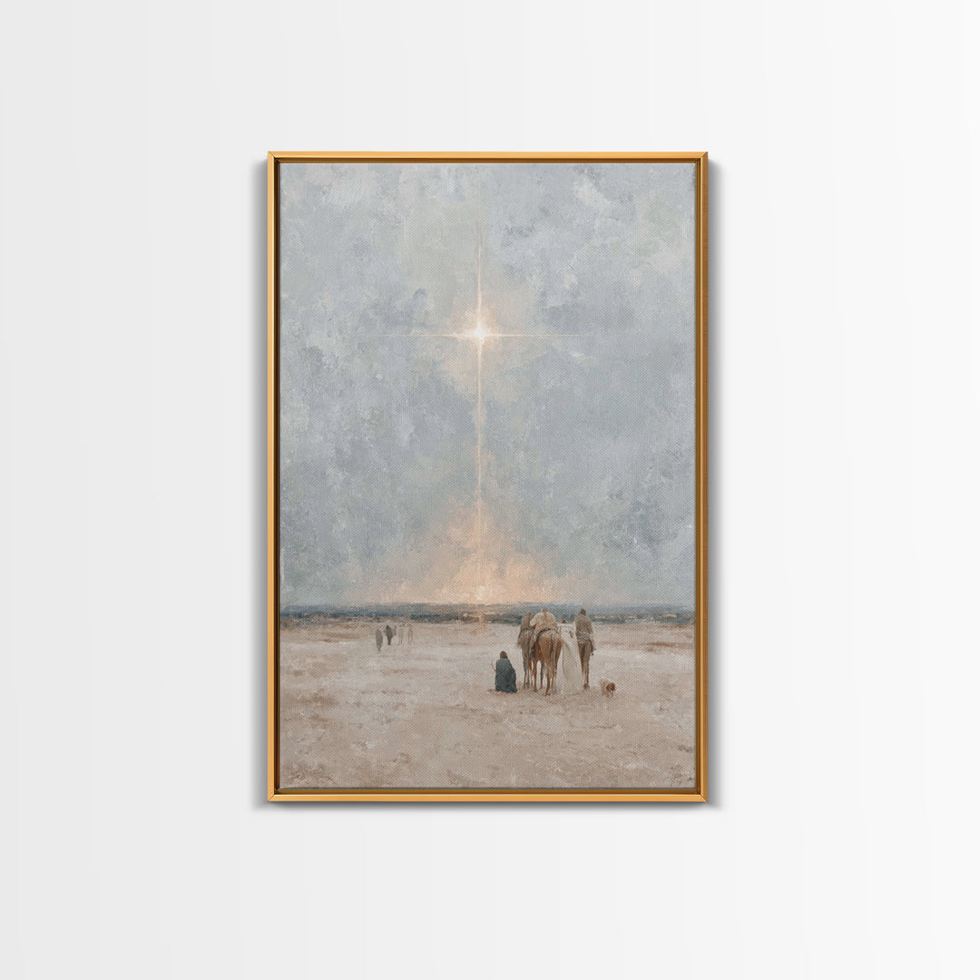 The Guiding Star – Framed Canvas Print – Christian Wall Art – Christian Art Canvas – Jesus Painting – Christmas Art – Christian Christmas A