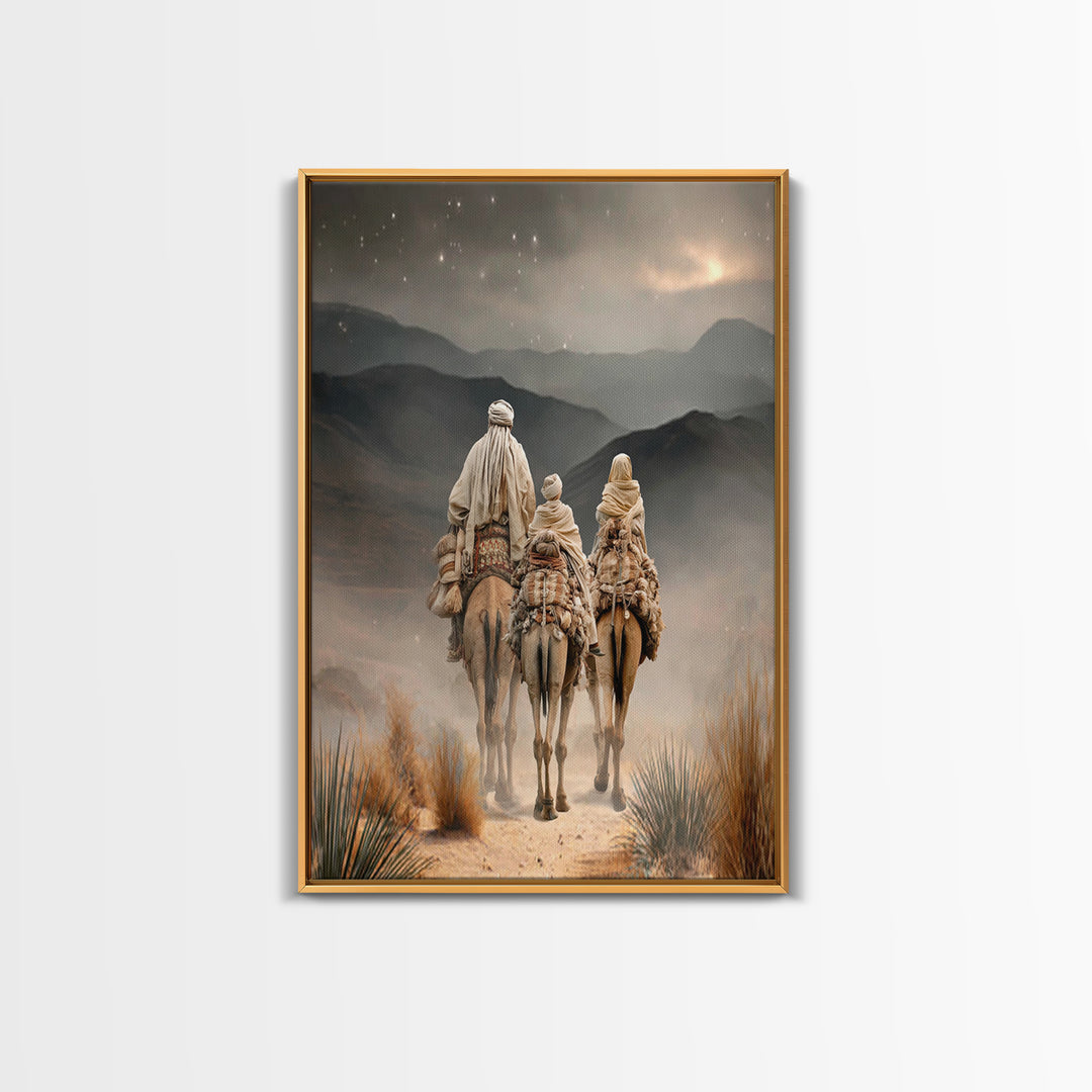 Guiding Star Caravan, Framed Canvas Print, Christian Art Canvas, Christian Christmas Art, Jesus Painting, Christmas Wall Art, Christian Dec