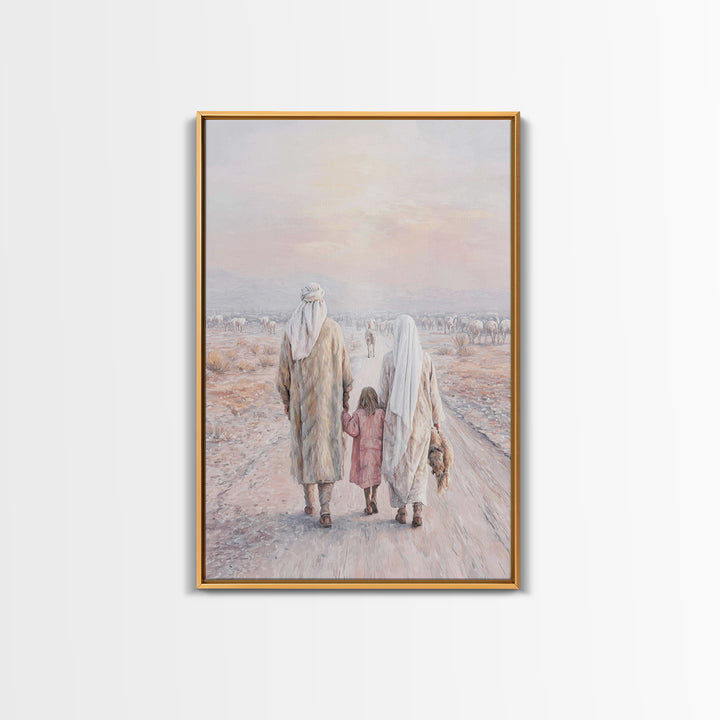Pilgrims Of Dawn | Framed Canvas Print | Christian Wall Art | Christian Art Canvas | Jesus Painting | Christian Decor | Christmas Art