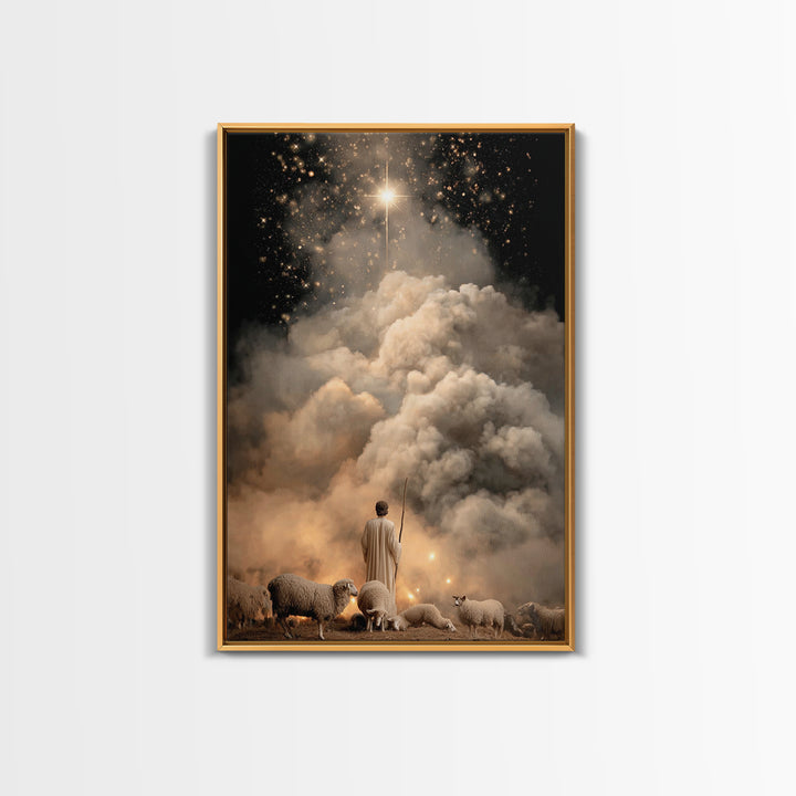 The Guiding Star – Framed Canvas Print – Christian Wall Art – Jesus Painting – Christian Christmas Art – Christian Art Canvas
