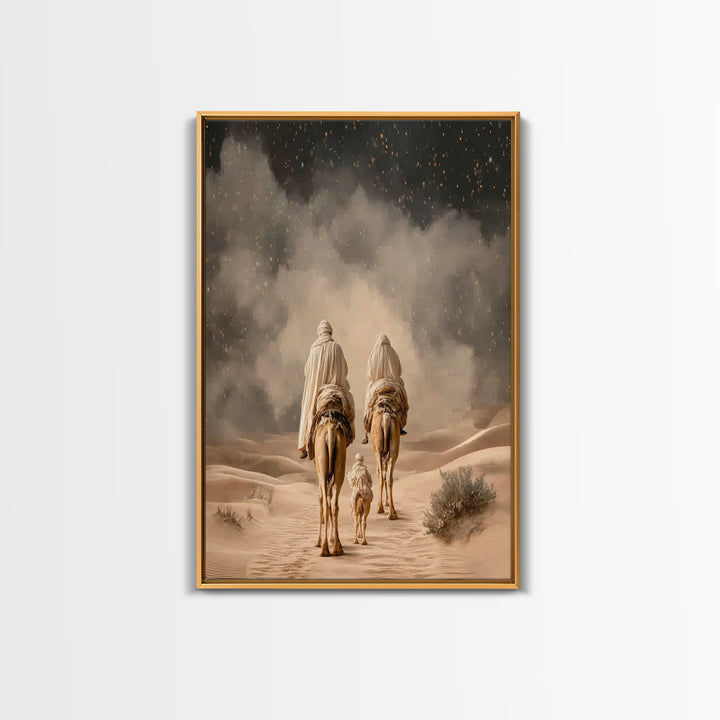 Desert Star Journey, Framed Canvas Print, Christian Art Canvas, Christian Wall Art, Christmas Art, Christian Christmas Art, Jesus Painting