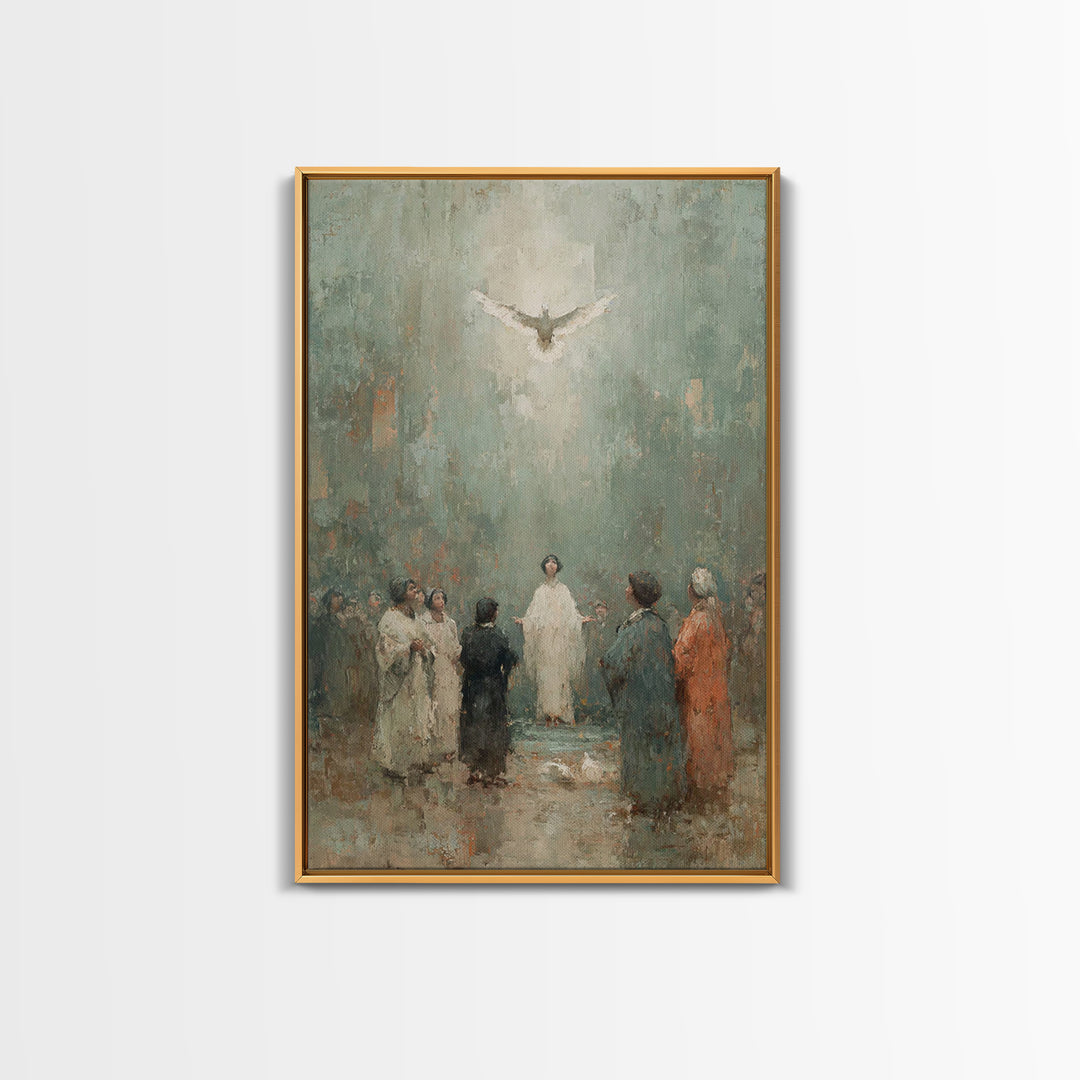 Pentecost Promise, Framed Canvas Print, Christian Art Canvas, Christian Wall Art, Christian Art Work, Christian Paintings, Christian Decor
