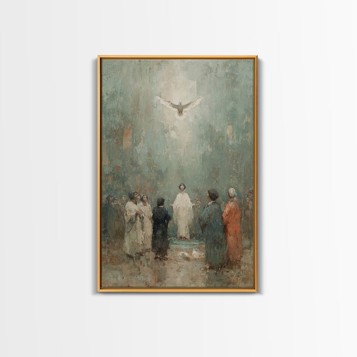 Pentecost Promise, Framed Canvas Print, Christian Art Canvas, Christian Wall Art, Christian Art Work, Christian Paintings, Christian Decor