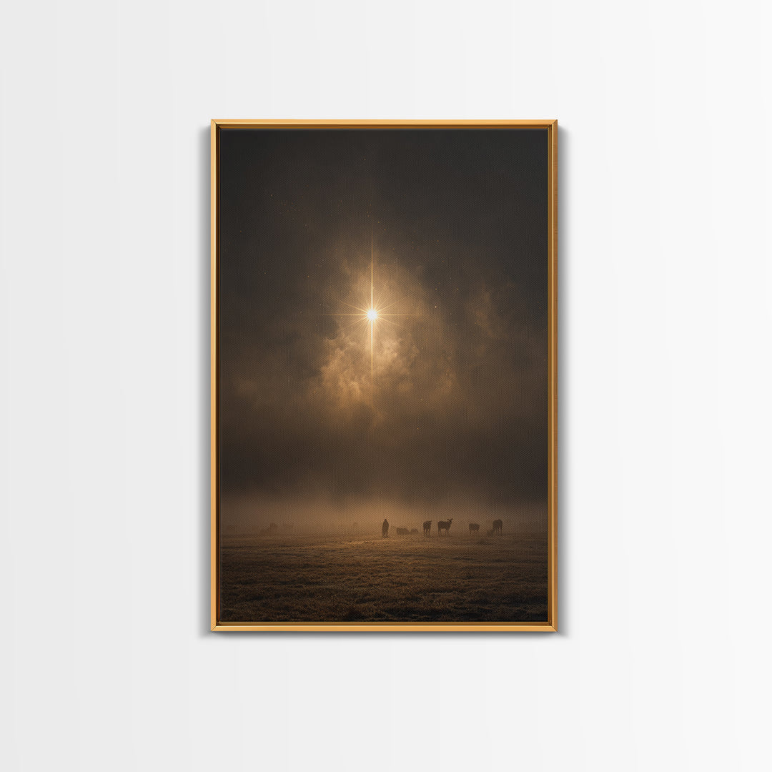 Silent Night Field – Framed Canvas Print – Christian Wall Art – Christian Art Canvas – Christmas Art Prints – Jesus Christmas Art