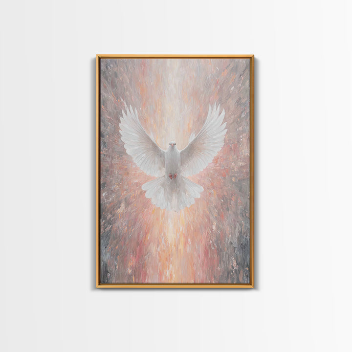 Holy Ascending Dove, Framed Canvas Print, Christian Christmas Art, Christian Wall Art, Christian Art Canvas, Christian Decor, Christian Art