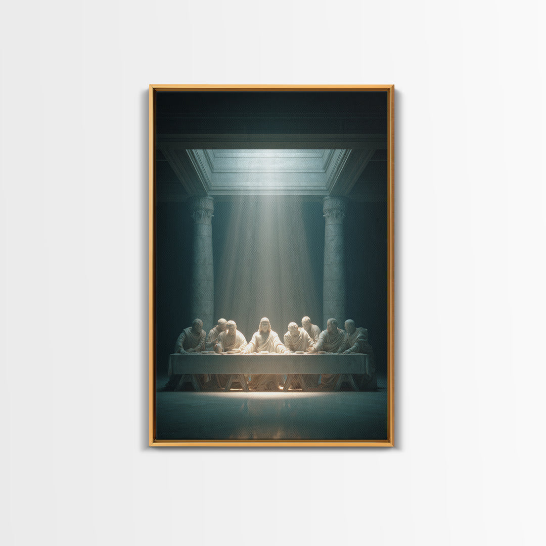 Celestial Supper – Framed Canvas Print – Christian Wall Art – Christian Art Canvas – Vintage Christian Art – Jesus Painting – Christian Dec