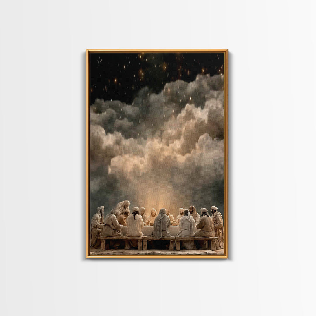 Sacred Evening Table | Framed Canvas Print | Modern Christian Art | Jesus Painting | Christian Art Canvas | Christian Wall Art | Christian