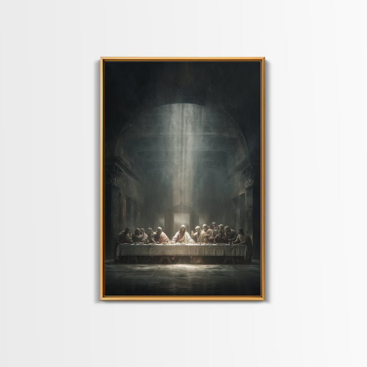 Divine Banquet Light, Framed Canvas Print, Christian Wall Art, Christian Art Canvas, Moody Christian Art, Jesus Painting, Christian Decor